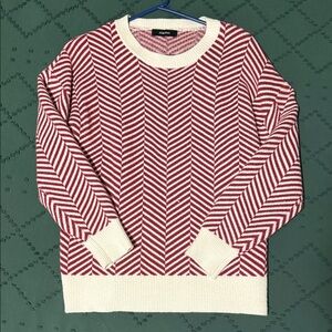 Red & White Chevron Crewneck Sweater